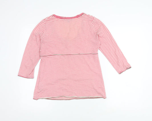 Boden Women's Pink Striped Scoop Neck 3/4 Sleeve Top