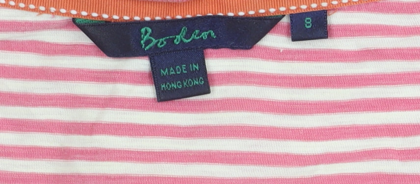 Boden Women's Pink Striped Scoop Neck 3/4 Sleeve Top