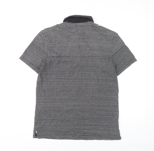 Calvin Klein Men's Black Striped Polo Shirt L
