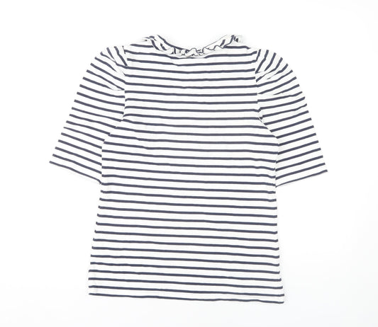 Boden Women's White Striped 3/4 Sleeve Top, Size 8