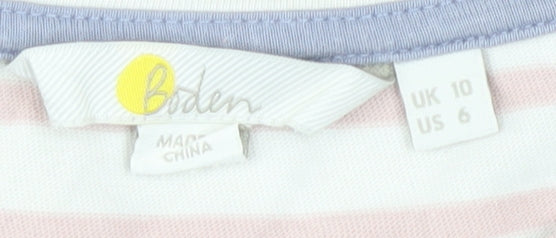 Boden Women’s Pink Stripe Long Sleeve T-Shirt Size 10