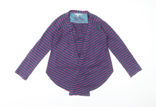 Fat Face Women’s Multicoloured Cotton Striped Open Front Wrap Cardigan Size 10