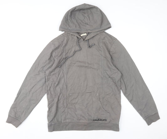 Calvin Klein Men's Grey Hoodie, Size S, Pullover, Logo