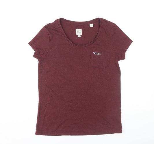 Jack Wills Women's Red Basic T-Shirt Size 8