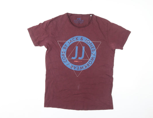 Mens UK Size M JACK & JONES Red Cotton T-Shirt