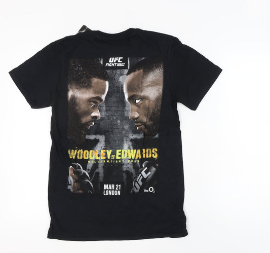 UFC Men's Black Cotton Graphic T-Shirt - Small