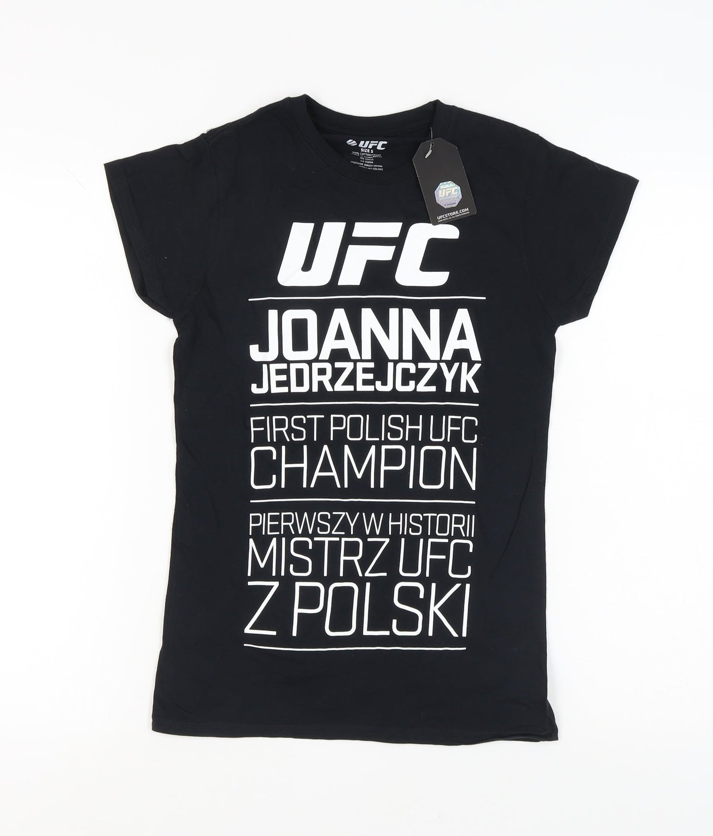 UFC Women's Black Crew Neck T-Shirt Size S - Casual Style