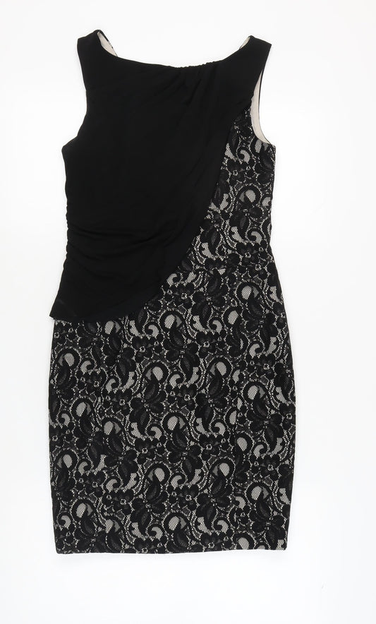 Karen Millen Women's Black Lace Sheath Dress Size 12