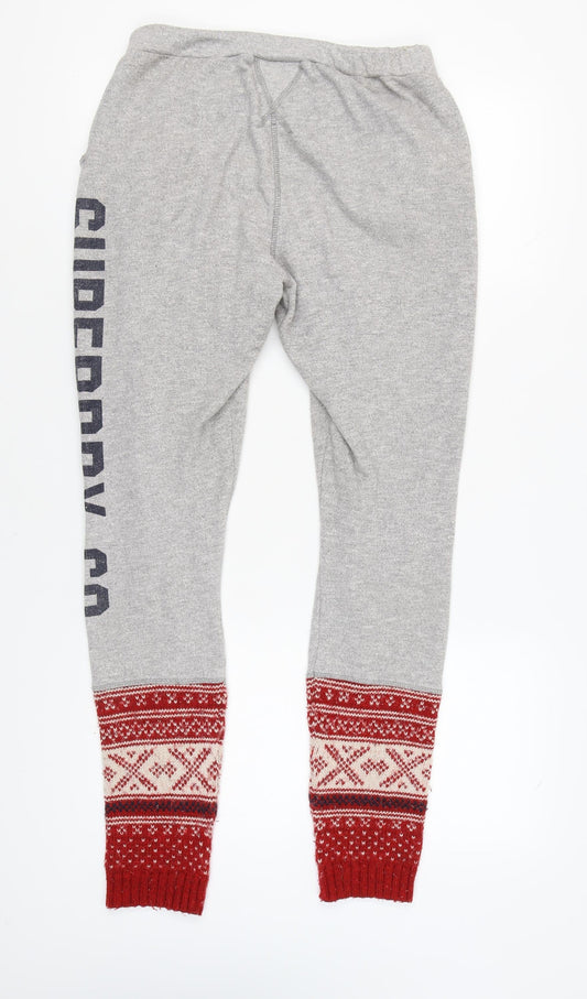 Superdry Women's Grey Jogger Trousers, L, Fair Isle Pattern