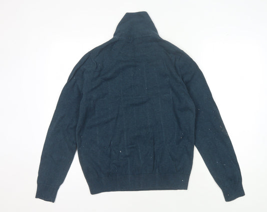 Marks and Spencer Men's Blue Henley Jumper M