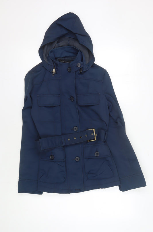 Laura Ashley Women's Blue Hooded Parka Jacket Size 12