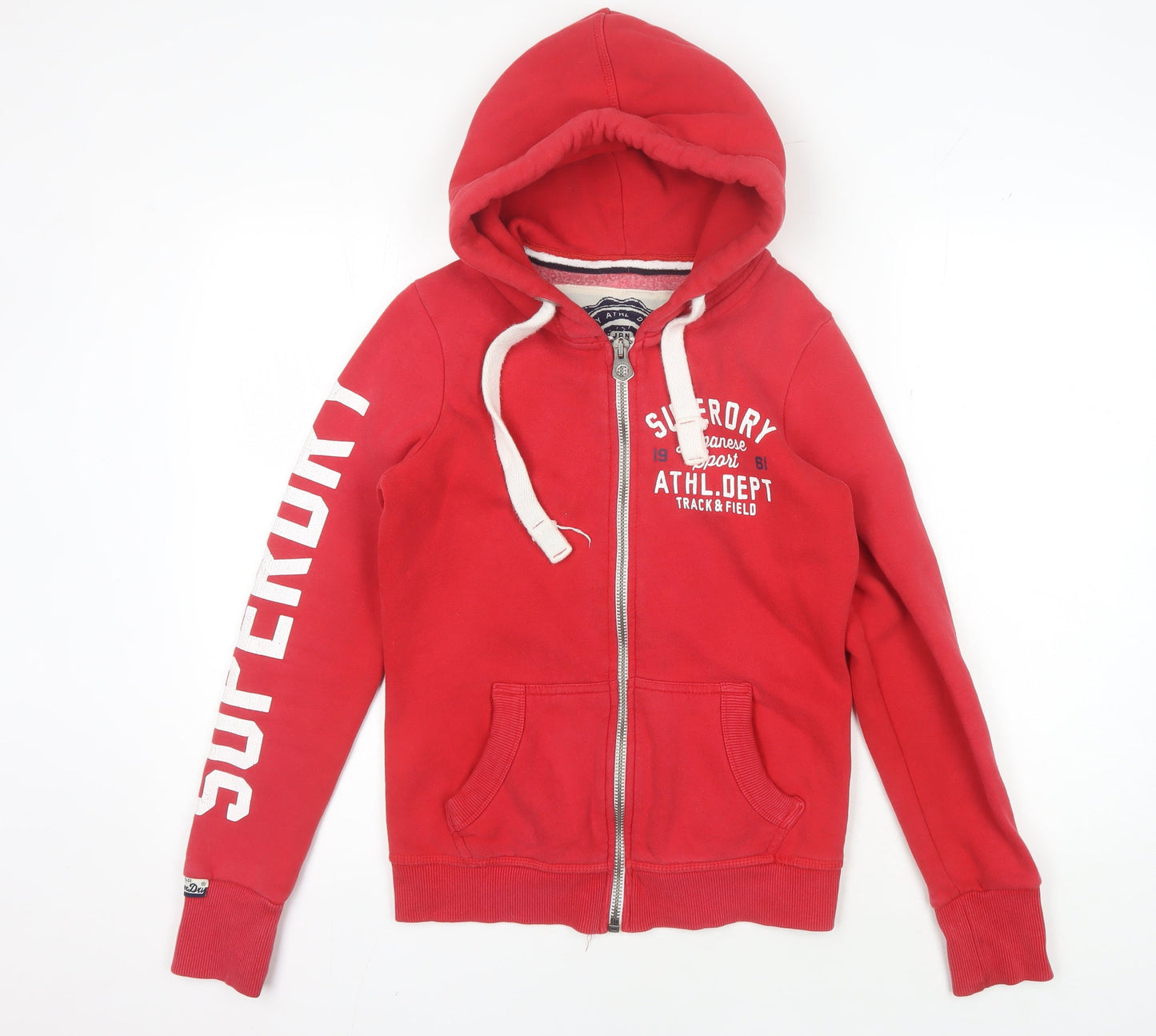 Superdry Women's Red Full Zip Hoodie - XS, Casual Style