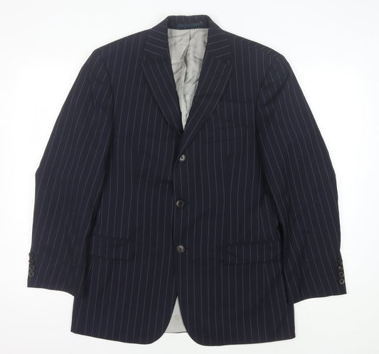 Hugo Boss Men’s Blue Striped Blazer, Size 36, Classic Style