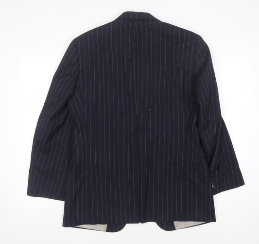 Hugo Boss Men’s Blue Striped Blazer, Size 36, Classic Style