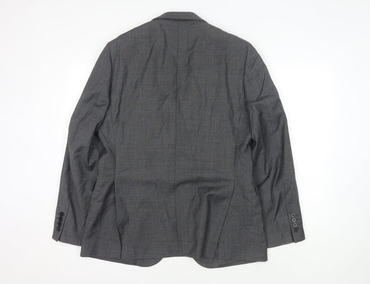 Chester Barrie Men's Grey Wool Blazer, 40R, Check Formal Jacket
