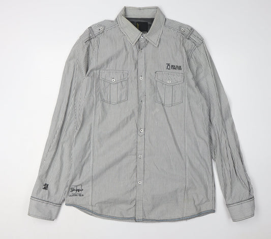 Jack & Jones Men's XL Black Striped Long Sleeve Shirt