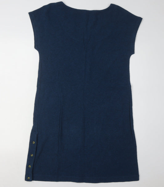 White Stuff Women's Blue V-Neck Knit Dress, Size 10