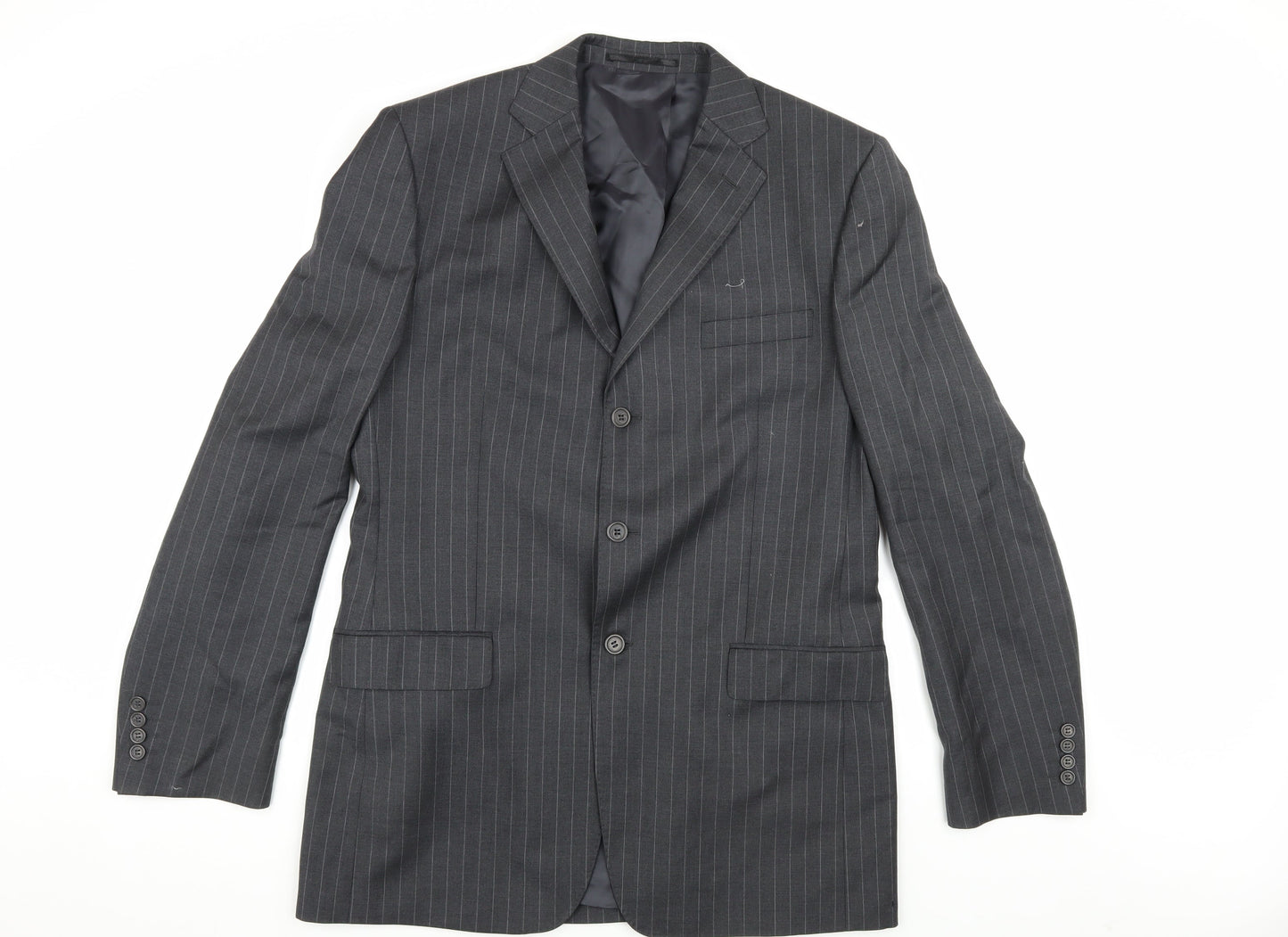 Jaeger Men's Grey Striped Blazer 42L Jacket