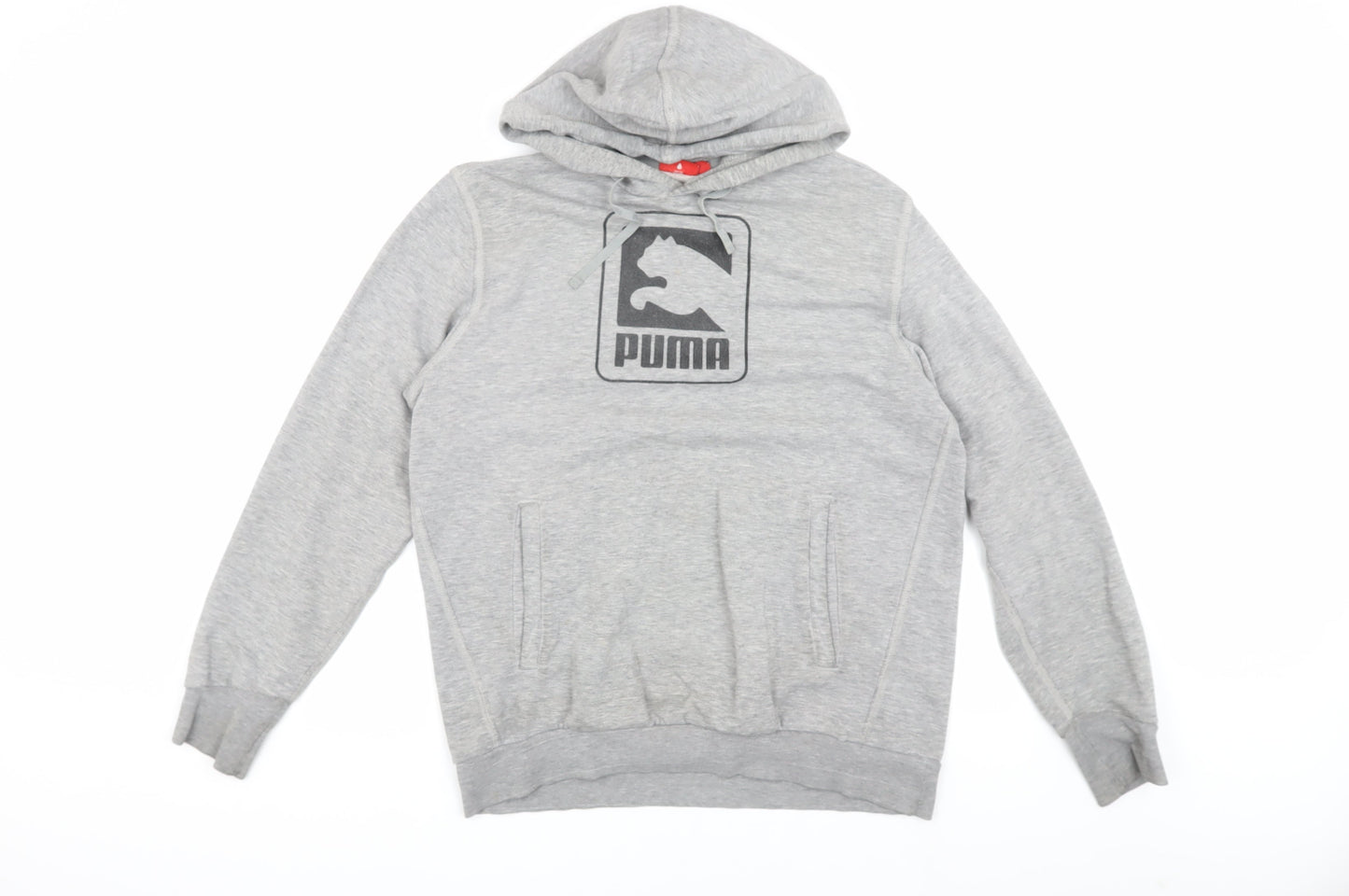 Puma Men's Grey S Pullover Hoodie, Logo, Sports, Hooded, Pockets