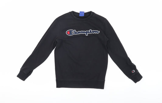 Additional front view of Champion boys’ black pullover logo sweatshirt l