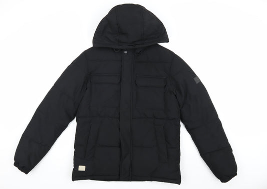 Jack & Jones Men's Black Puffer Jacket, Size M
