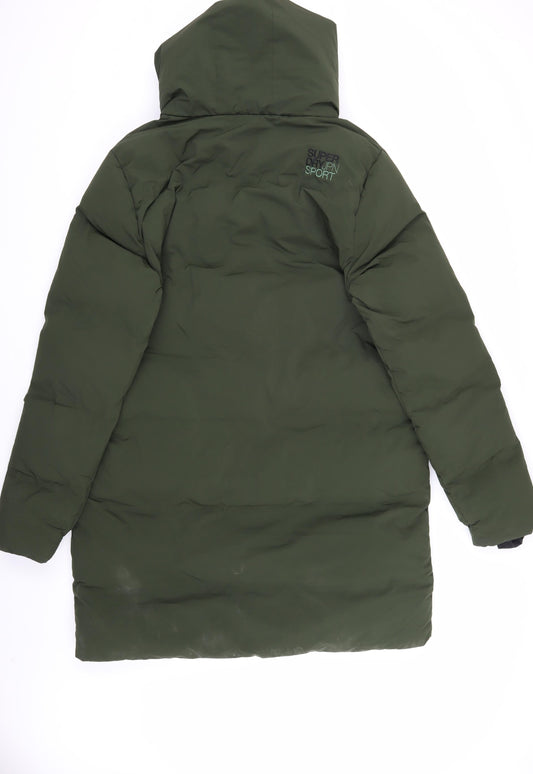 Superdry Men's XL Green Puffer Jacket with Hood