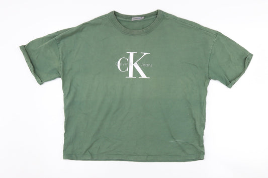 Calvin Womens Klein Jeans Green Crew Neck T-Shirt L