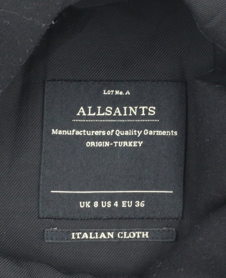 AllSaints Women's Black Blazer, Shawl Lapel, Size 8