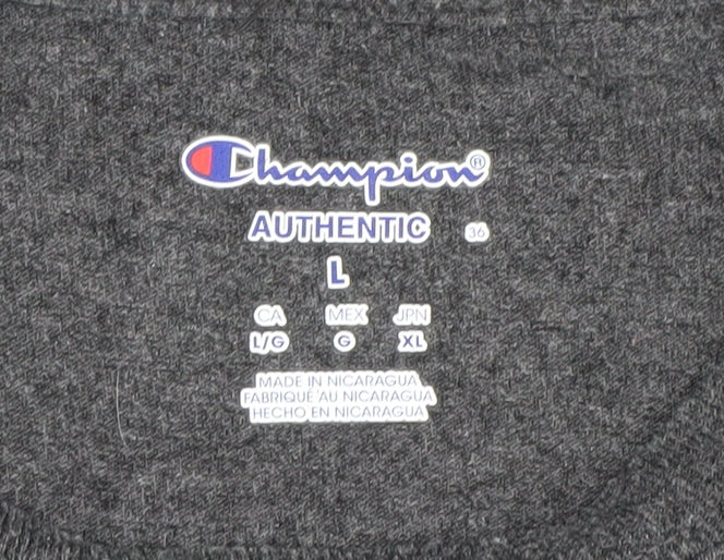 Champion Men's Grey College Graphic T-Shirt Size L