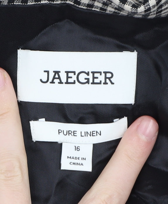 Jaeger Women's Black Check Blazer Size 16 Classic Fit