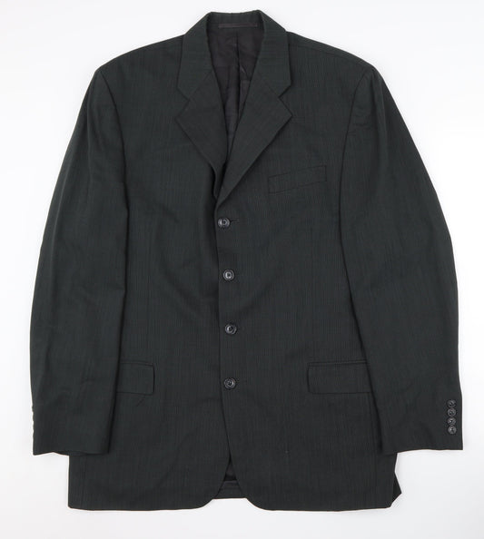 Mens 42 Chest Regular Daniel Hechter Black Three-Button Blazer