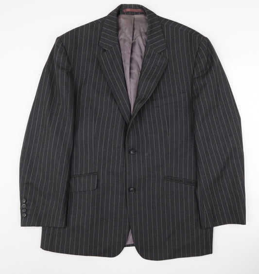 Jaeger Men's Grey Striped Slim Suit Jacket 44S