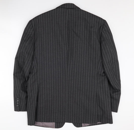 Jaeger Men's Grey Striped Slim Suit Jacket 44S