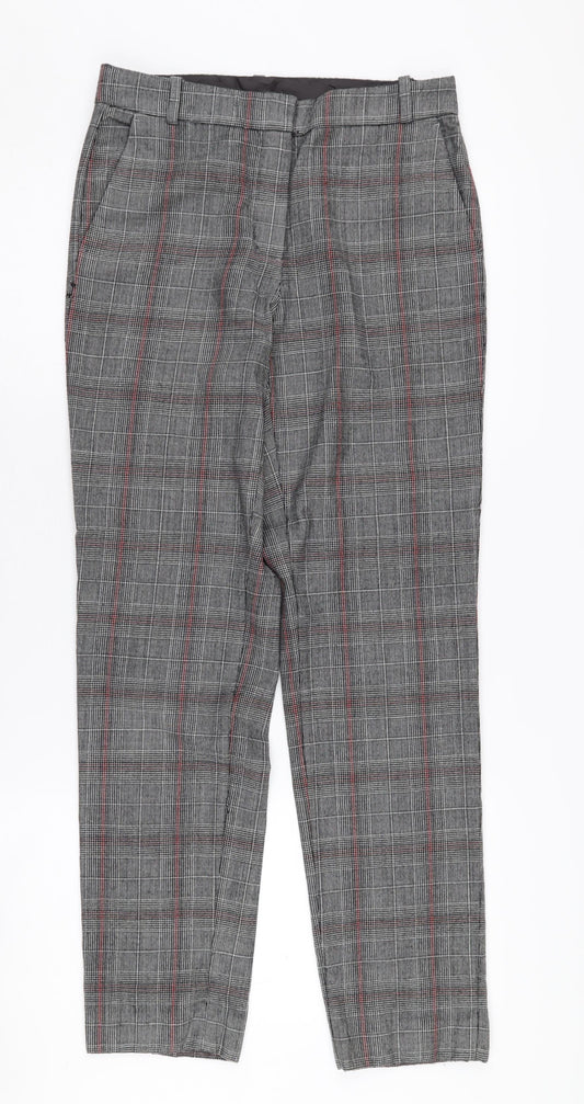 Massimo Dutti Women's Grey Plaid Regular Trousers