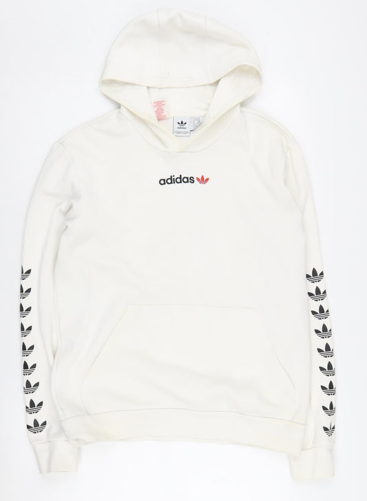 Adidas Boys' Ivory Logo Pullover Hoodie, Size 16, Casual Style