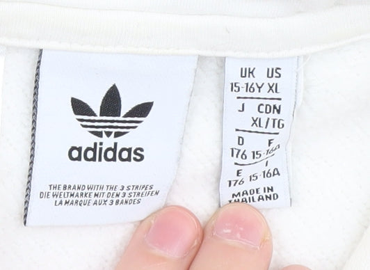 Additional view of Adidas boys’' ivory logo pullover hoodie, size 16, casual style