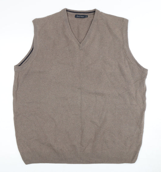 James Pringle Men's Grey XL V-Neck Wool Vest
