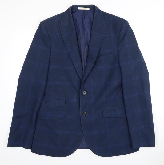 Moss London Men's Blue Check Blazer 40L