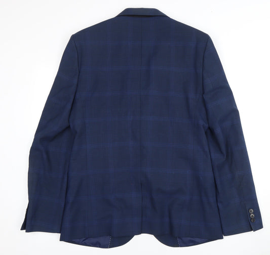 Moss London Men's Blue Check Blazer 40L
