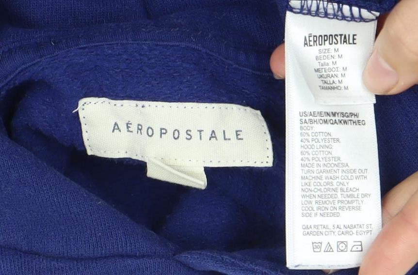Aeropostale Men's Blue Hoodie M Pullover Logo