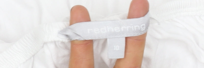 Brand and care label for Red Herring Women's White Top, size 10, Cotton