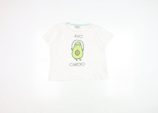 Womens UK Size M Brave Soul White 100% Cotton T-Shirt