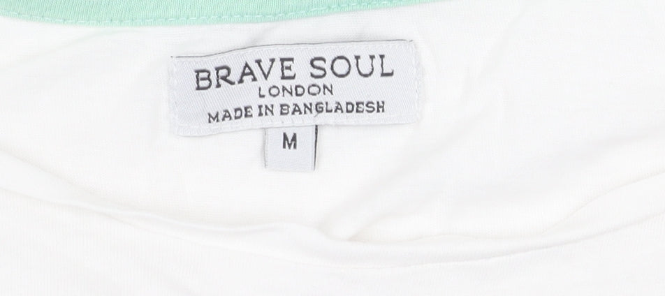 Brave Soul Women's White M T-Shirt Avocado Print
