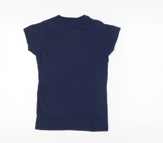Womens UK Size M Marvel Blue 100% Cotton T-Shirt