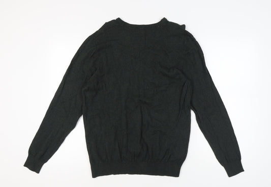 Jeff Banks Men's Black V-Neck Pullover Jumper L