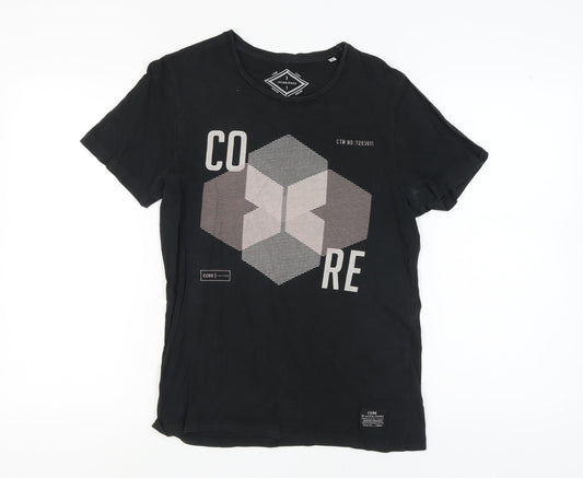 Jack & Jones Men’s Black Graphic T-Shirt Medium