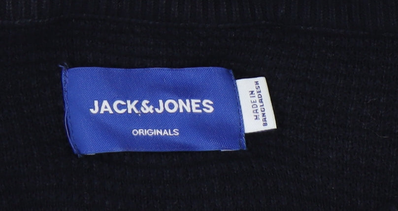 Jack & Jones Men's XL Red Waffle-Knit Pullover Jumper