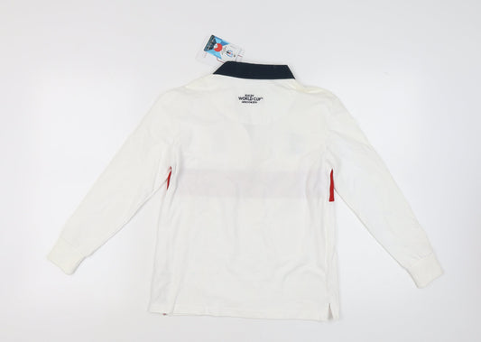 Boys Rugby World Cup Polo, White, 11-12 Years, Cotton