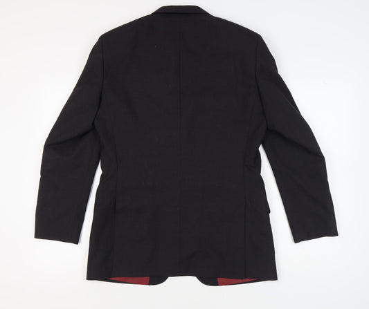 T.M. Lewin Men's Black Wool Blazer 40 R Regular Fit Jacket