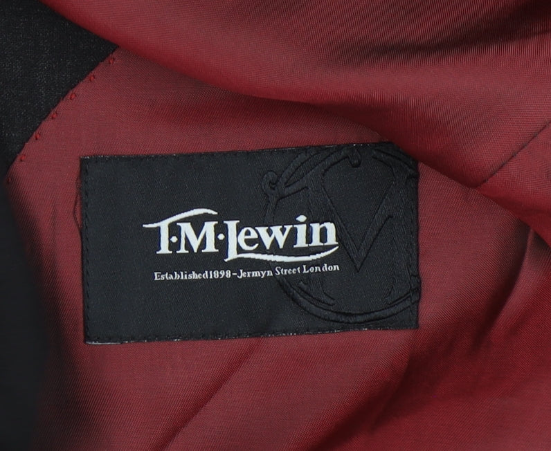 T.M. Lewin Men's Black Wool Blazer 40 R Regular Fit Jacket